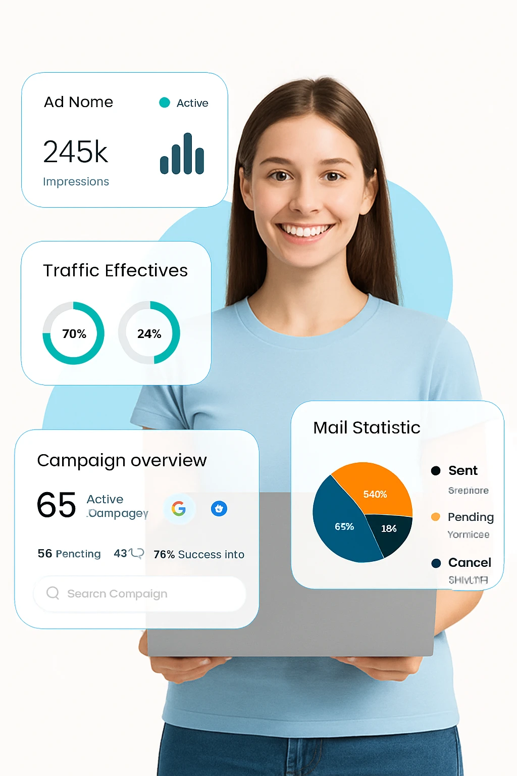 Google Ads dashboard showing campaign performance, traffic sources, and lead generation metrics for dental practices