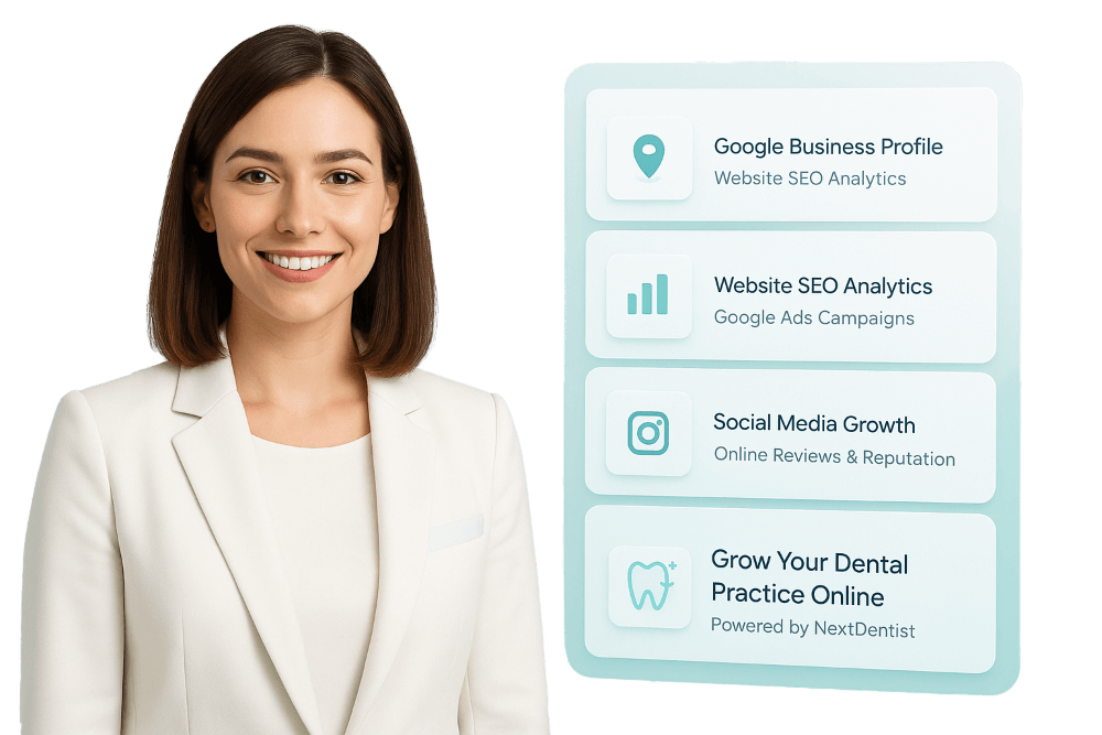 NextDentist team working on dental marketing strategies, showing global reach and expertise