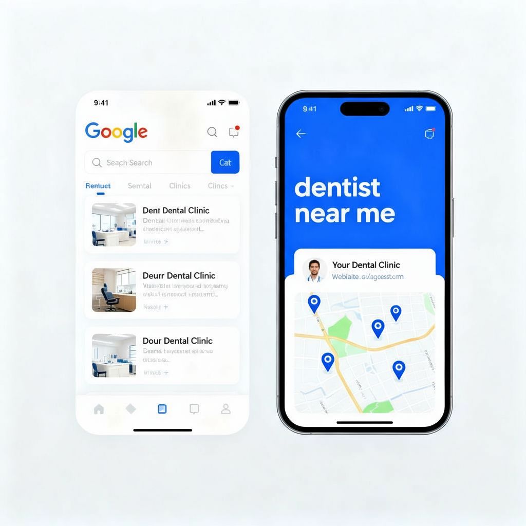 Dental practice marketing dashboard showing patient growth metrics and SEO performance